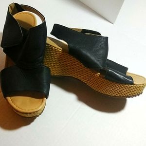 Ladies black wedge sandal